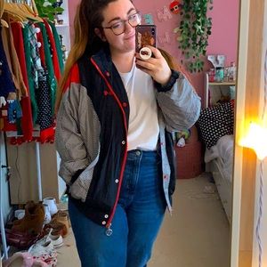 Vintage red and black windbreaker bomber jacket